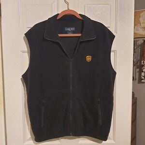 Luna Pier Black Full Zip Fleece Sweater Vest UPS Logo Mens Size Large